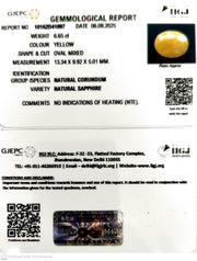 6.65/CT Natural Yellow Sapphire With Govt Lab Certificate (2331)